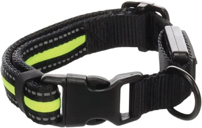 Hond Halsband Flitzy Zwart & Geel S 30-40cm 20mm - Hondenhalsband - Verlichting Hardlopen - Hardloopvest - Hondentuig - Honden Riem - valentijn