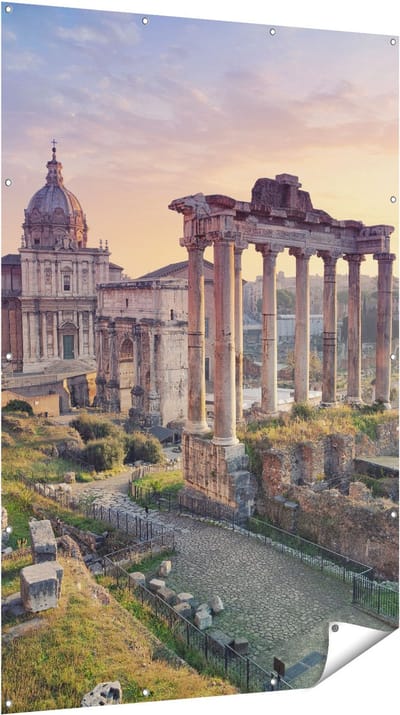 Gards Tuinposter Romeins Architectuur in Rome, Itali� - 120x180 cm - Tuindoek - Tuindecoratie - Wanddecoratie buiten - Tuinschilderij