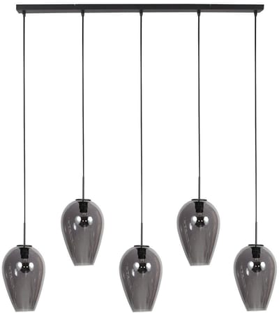Hanglamp Drovia 4284ZW - Hoogteinstelbaar - Zwart met smoke glas - Mexlite - Design