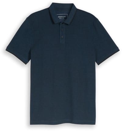 Tom Tailor Denim - Piqué poloshirt van katoen - Maat L - blue black two tone pique