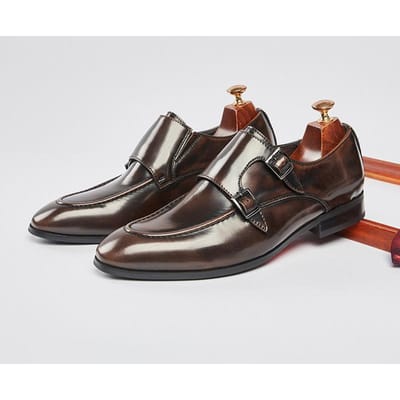 Japanse Puntige Neus Nieuwe Britse Stijl Dubbele Gesp Mengke Monk Schoenen Heren Zakelijk Formeel Leren Schoenen Leer Kantoor 41 black