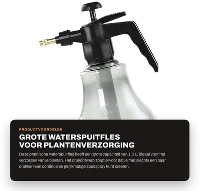 Dailygoods- Waterspuitfles 1,5 L - Drukspuit - Plantenspuit - Multifunctioneel - Compact - Gebruiksvriendelijk