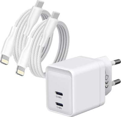 Dual Power Adapter USB C - Geschikt voor iPhone - Oplader Kabel met 1 Meter Lange USB C Kabels - Snellader