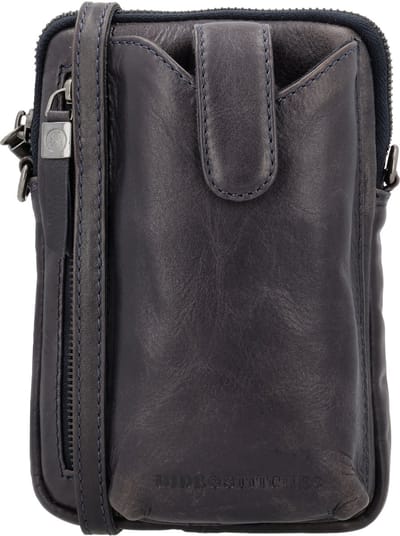 Hide & Stitches Porto Telefoontasje - Crossbody tas - Telefoon - Ritssluiting - Leer - Leren Dames Tas - Donker navy