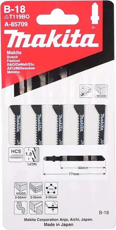 Makita A-85709 T 119 BO Decoupeerzaagblad voor Bochten in Hout & Kunststof VE=5