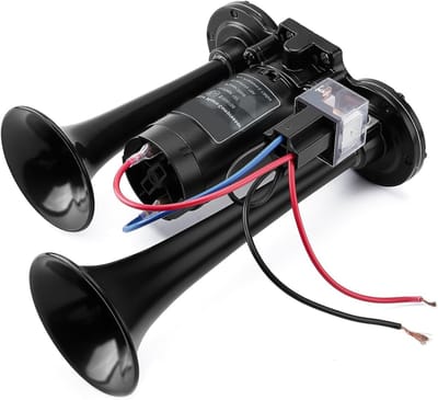 NBAP® Luchthoorn 12 Volt - Gastoeter met Compressor - Scheepshoorn - Zwart