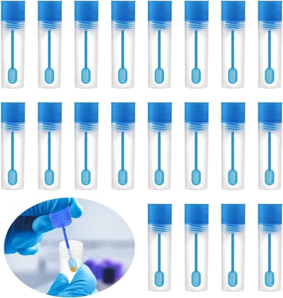 20 Stuks Monsterbuizen voor Huisdieren, Testbuizen voor Ontlasting en Braaksel, Inclusief Lepel voor Analyse, 15ml (2.3x8.1x2.1)