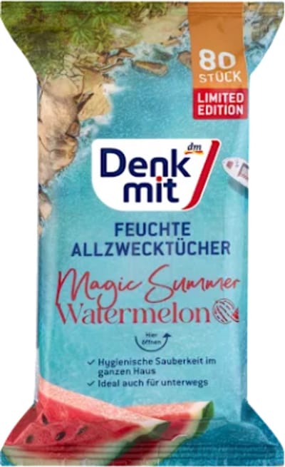 Denkmit Universele Reinigingsdoekjes - Zomergeur | 1 pak - 80 doekjes - Watermeloen | Allesreiniger - Vochtige Doekjes - Limited Edition 2025