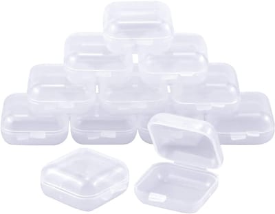 12 Stuks Plastic Opbergdozen voor Kralen, Duidelijke Vierkante Organizers voor Pillen, Oordopjes, Ringen en Sieraden