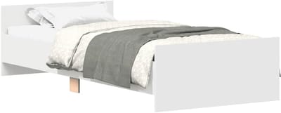 Eenpersoons Bedframe - Houten Bed - Slaapkamer Meubel - Met Hoofdeinde - 90x200 cm - Wit