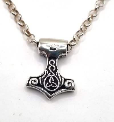 Thor´s Hammer zilveren hanger met zilveren keting 45cm (K431-45cm)
