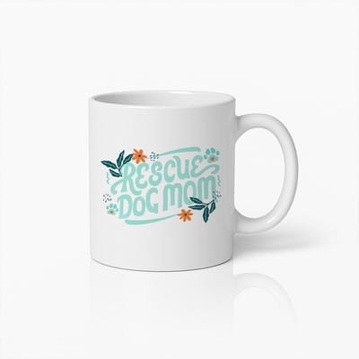 Rescue Dog Mom Mok 330ml – Schattige Koffiebeker voor Dierenvrienden & Hondenmoeders – Perfect Cadeau voor Huisdiereigenaren