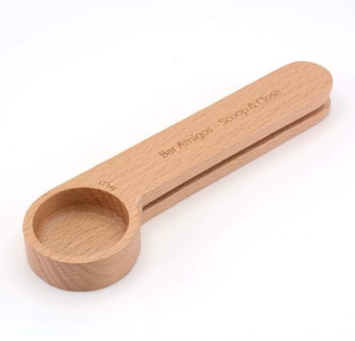 Dailygoody - Houten Koffie Schep en Zak Clip - 2-in-1 Maatlepel voor Koffie - Beukenhout - Koffie en Kruidenthee - Ideaal voor Thuisgebruik - Altijd V