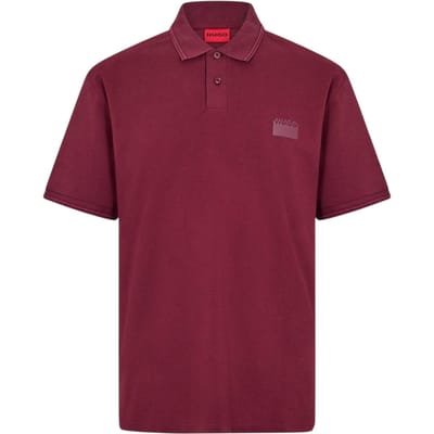 Hugo Heren Poloshirt met Kraag en Korte Mouwen (Donkerrood)