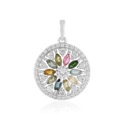 Cavill - Zilveren Hanger 925 Sterling Geplatineerd - Toermalijn Marquise 0,697 ct - 2,548 ct Totaal - Elegante Hanger met Zirkon