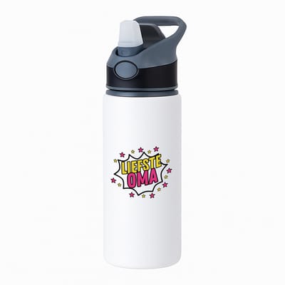 Hacebo® - Liefste oma waterfles met rietje zwart - Oma - een oma die heel lief is - cadeautje voor oma - liefste ooit - verjaardagscadeau - kado - gift - geschenk - verrassing - water fles - 650ML