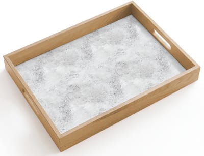 Dienblad hout 40x30 cm - Schootdienblad - Lichtgrijs - Ruw - Subtiel - Borrelplank rechthoek - Plateau dienbladen