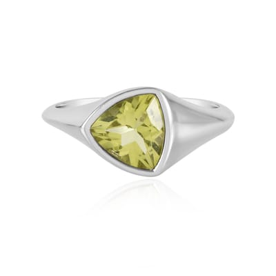 Cavill - Zilveren ring - 925 Sterling Zilver Geplatineerd - Limoenkwarts 1,532 ct - Triljant Geslepen - Ring met Groene Edelsteen - Dames Ring Cadeau