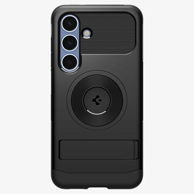 Spigen Slim Armor MagFit Hoesje Geschikt voor Samsung Galaxy S25 Plus | Back Cover Compatibel met MagSafe / Qi2 | met Standaard | Air Cushion technologie | Zwart