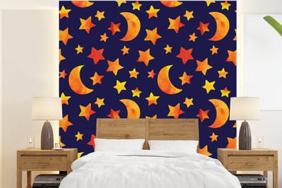 Behang - Fotobehang Sterren - Nacht - Patronen - Kind - Breedte 220 cm x hoogte 240 cm