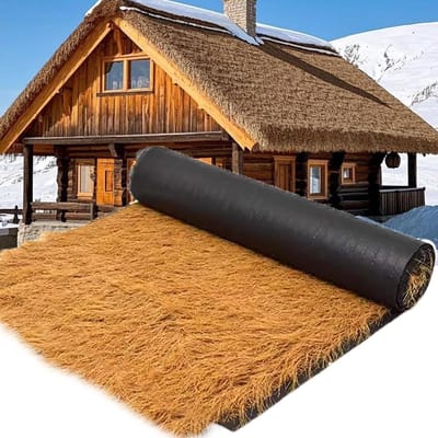 Kunstmatig rieten dak - Synthetisch stro - Tuindecoratie buiten - Onderhoudsvrij vlamvertragend - 05 x 12 m - Natuurlijk