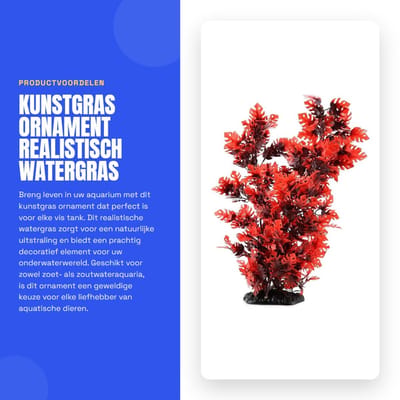 Dailygoods- Kunstgras Aquariumdecoratie - Kunststof Watergras - Realistisch Onderwater Ornament - Afmetingen 11 x 7 x 40 cm - Milieuvriendelijk en Veilig