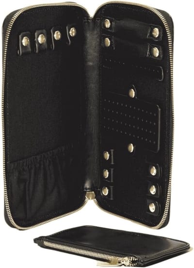 Famanu – Sieradentas voor onderweg – kettingen - ringen - oorbellen en armbanden veilig opbergen – PU – 12 x 21 cm (zwart)