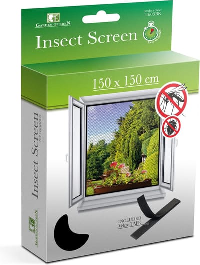 Garden of Eden - Raamhor Horrengaas voor ramen met Klittenband - 150 x 150 cm - Zwart - Raamhor - Vliegengaas - Muggengaas - Insectengaas - Horgaas - Vliegenhor - Vliegenraam