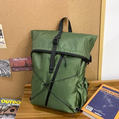 Nieuwe Uitbreidbare Schooltas Heren Tooling Trekkoord Outdoor Reisrugzak Grote Capaciteit Reis Pendelrugzak .