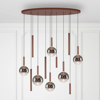 Paul Neuhaus LED hanglamp Bowl, Ø 120 cm, bruin/grijs