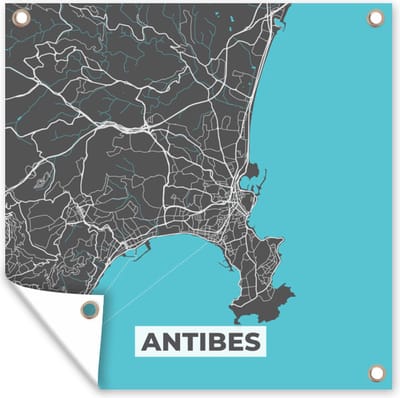 Tuin poster Antibes - Frankrijk - Plattegrond - Stadskaart - Kaart - 200x200 cm - Tuindoek