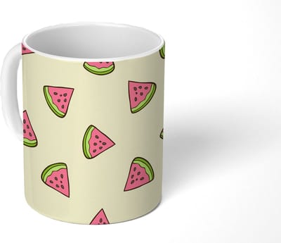 Mok - Koffiemok - Design - Patroon - Watermeloen - Mokken - 350 ML - Beker - Koffiemokken - Theemok