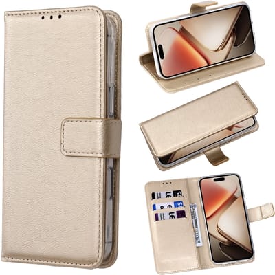 Casemania Hoesje Geschikt voor Samsung Galaxy A17 5G - Goud - Portemonnee Bookcase met Pasjeshouder en Standaardfunctie