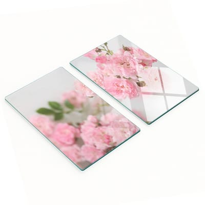 Geharde multifunctionele decoratieve glazen borden met wilde rozen, 2x30x52 cm