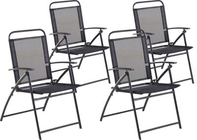 LIVO - Tuinstoel set van 4 - Zwart - Staal