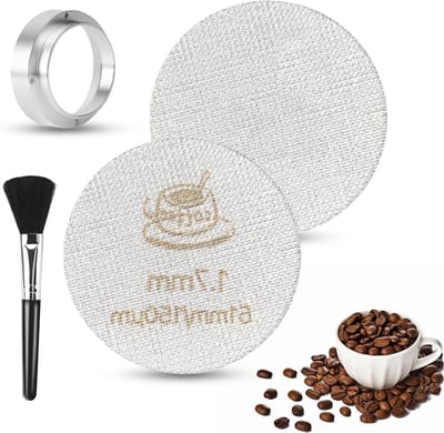 2 Puck Screen 51 mm, Universele Aluminium Dispensing Ring, Herbruikbare RVS Espresso Strainer voor Barista Koffie, Espresso Filter en Borstel
