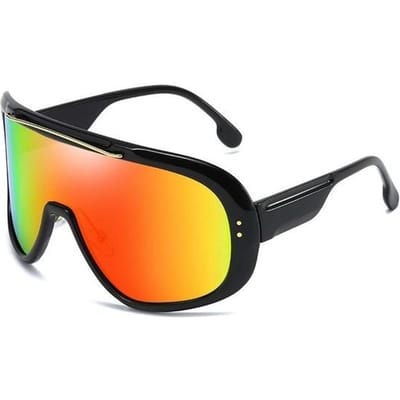 Spiegel Schild Vizier Masker Zonnebril Brillen Dames Heren Oversized Winddicht Brillen Eén Stuk Groot Montuur Montuur Bril Zonnebrillen Sport as picture black