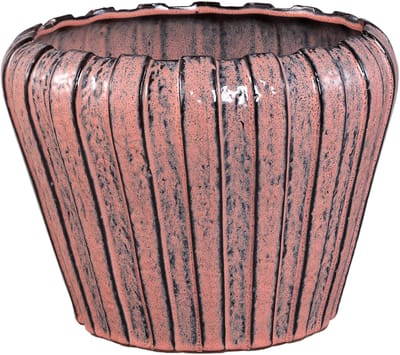 PTMD Mirei Pink Ceramic Pot Vertical Ribbed Round L