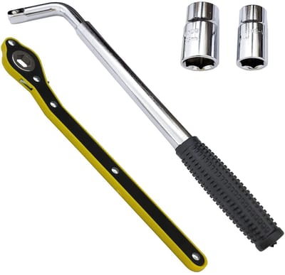 Dailygoods- Wielmoersleutel 360° Draaibaar - Stevig/Compact - Roestvrij Staal - Voor Scissor Jack - Lengte 510 mm - 360 mm - Bandenmoersleutel