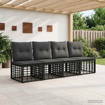 vidaXL - 4-Persoons - Tuinbank - Armloos - 4 - st - 4-Aantal - zitplaatsen - Zwart