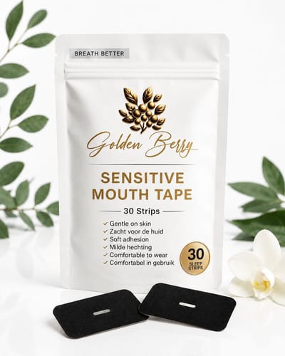 Golden Berry Sensitive Mondtape - 30 Stuks - Ademgaatje - Anti Snurk Slaaptape met Collageen – voor de gevoelige huid-Hypoallergene Hechting - Mouth Tape - Beter Slapen