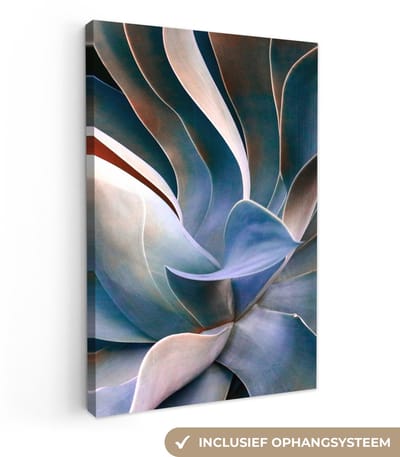 Canvas schilderij 20x30 cm - Wanddecoratie Bladeren - Natuur - Stilleven - Blauw - Muurdecoratie woonkamer - Slaapkamer decoratie - Kamer accessoires - Schilderijen op canvas