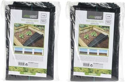 Pro Garden Gronddoek/worteldoek - 2x - anti onkruid - tuin - 100 x 1000 cm - zwart - moestuin artikelen