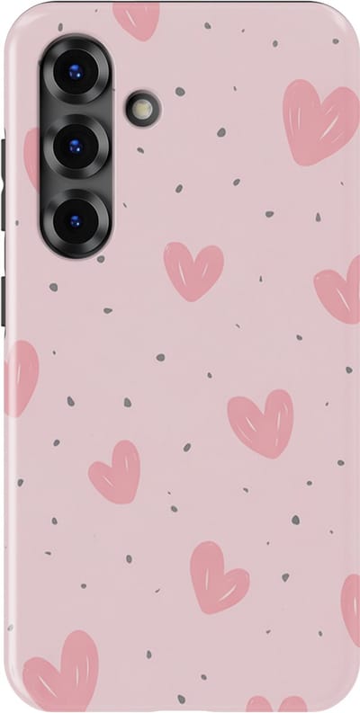 Tough Hoesje met Hartjes Samsung Galaxy S25 FE | Little Love Tough Case Geschikt voor Mag | Hartjes Print Backcover Samsung Galaxy S25 FE Pink Blush