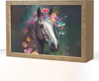 Nachtlampje 30x20 cm - Kinder lampje - Paard - Natuur - Bloemen - Bos - Dieren - Tafellamp kinderkamer - Slaapkamer lamp - Bedlamp kinderen - Kinderlampje stopcontact - Wandlamp babykamer - Nachtlampjes