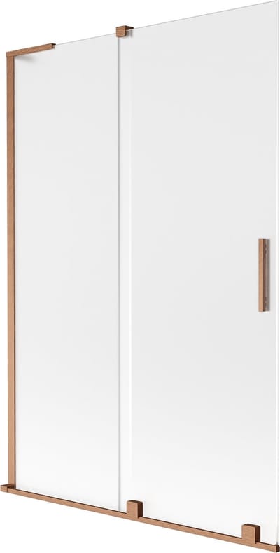 Mexen Velar L badwand 2-delige schuif 120 x 150 cm, matglas, geborsteld koper - 896-120-003-31-65