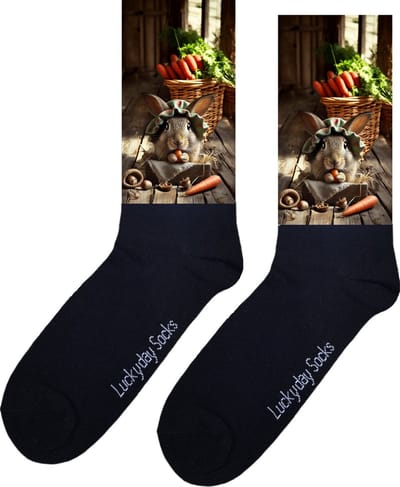 Konijn - Opkikker - Grappige sokken - Valentijns cadeau - Verjaardag cadeau - Sint cadeau - Leuke sokken - Wortels - Oude ambacht - Vrolijke sokken - Cadeautje - Grappig cadeau - Kerst Sokken - Vaderdag - Moederdag - Socks maken Happy - 37-44