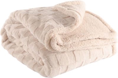 Tiseco - Plaid RAVA - super zacht stof - geruit patroon - 150x200 cm, beige