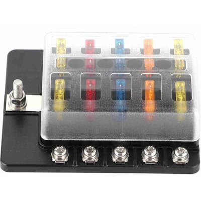 10?Manier Schroef Moer Klemmen Zekeringkast Steekzekering Blok Houders met LED Indicator voor Auto Boot gray