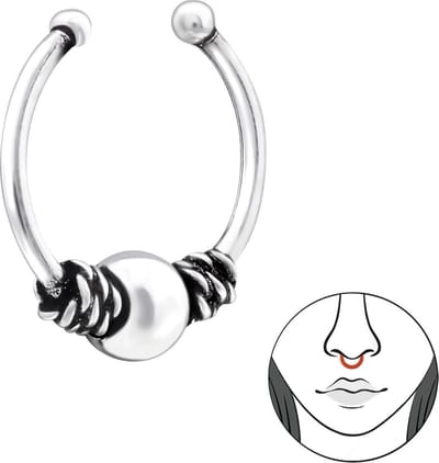 Amanto Neusclips Frankje A - 925 Zilver Geoxideerd - Bali - ∅10mm